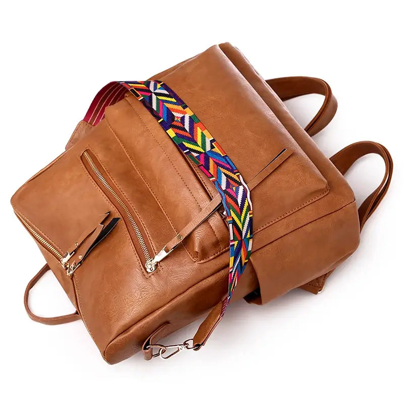 Mochila Feminina de Couro Vintage