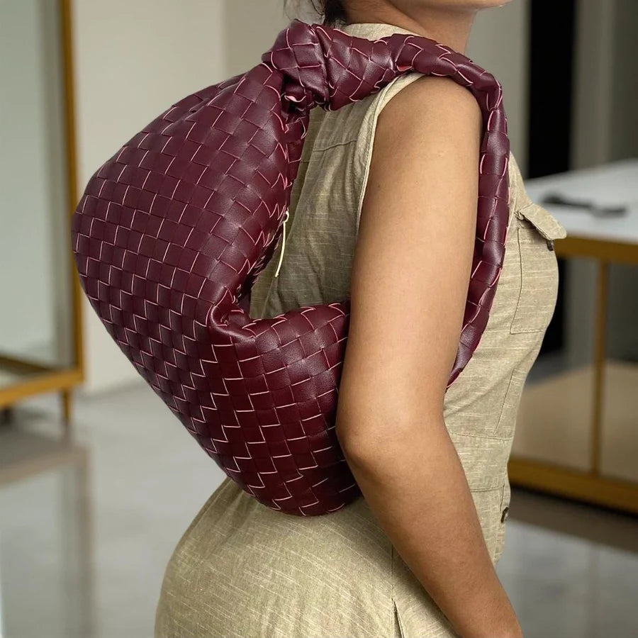 Bolsa Hobo de Ombro Elena - Modelo Couro Trançado