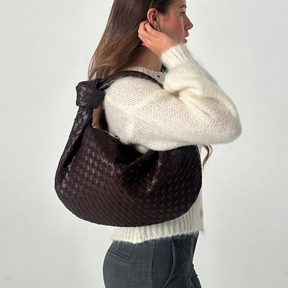 Bolsa Hobo de Ombro Elena - Modelo Couro Trançado