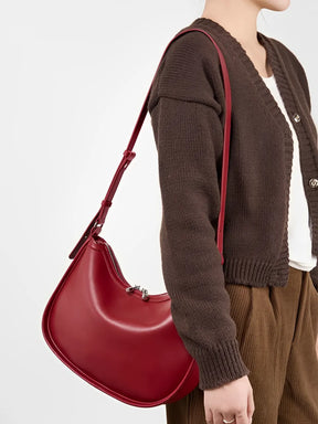 Bolsa Feminina de Ombro Meia Lua em Couro com Alça Ajustável - Silvia