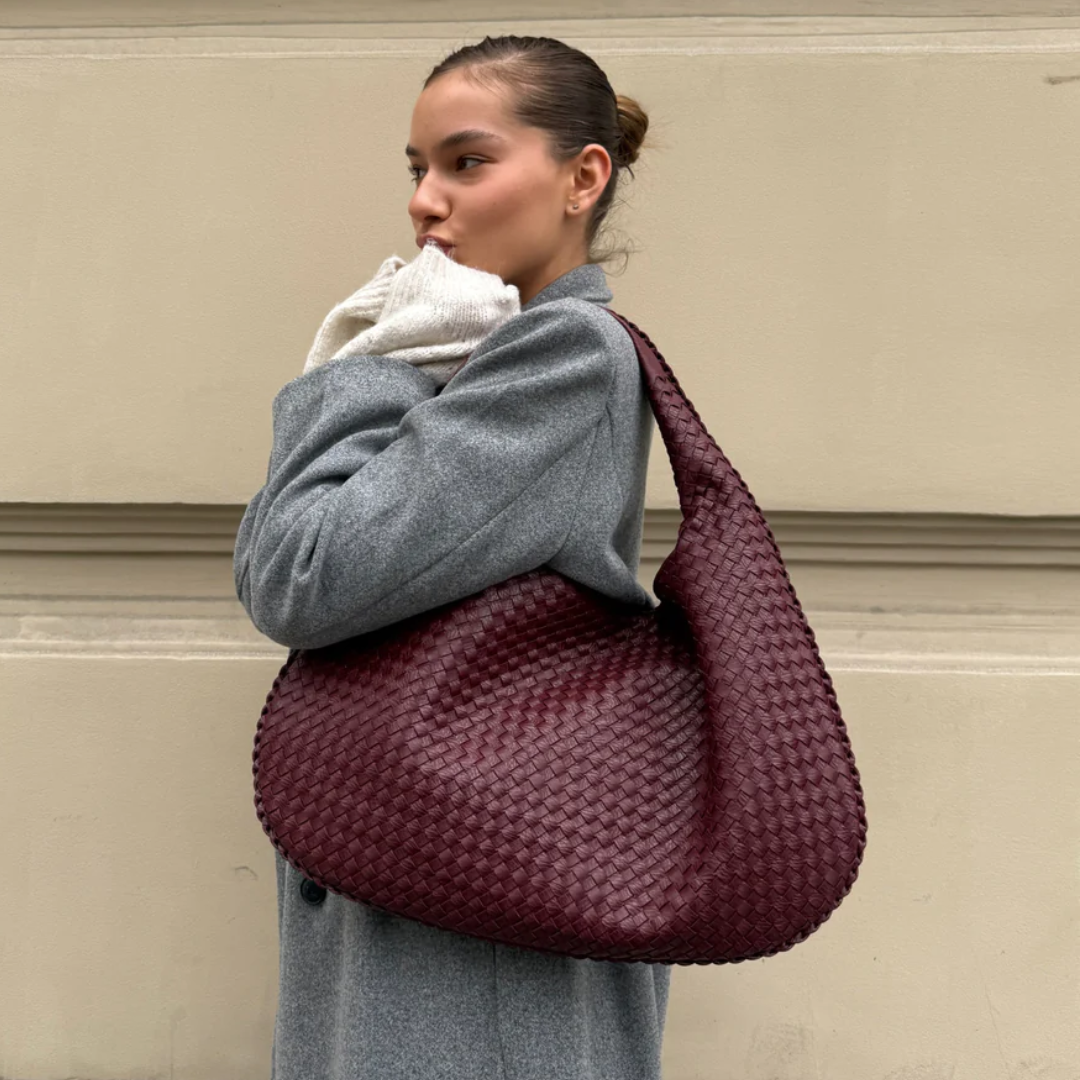 Bolsa de Ombro em Couro Trançado Élen