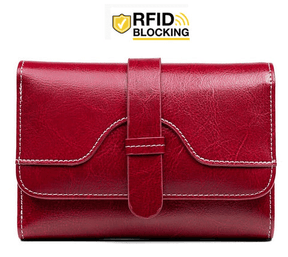 Carteira Feminina em Couro Genuíno Anti Furto
