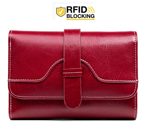 Carteira Feminina em Couro Genuíno Anti Furto