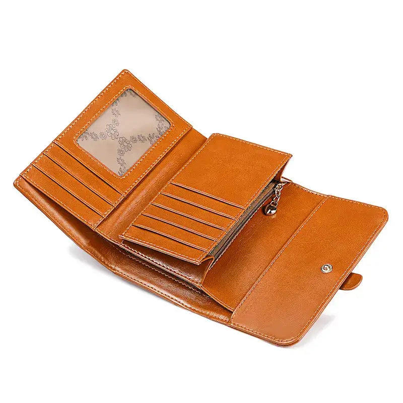 Carteira Feminina em Couro Genuíno Anti Furto