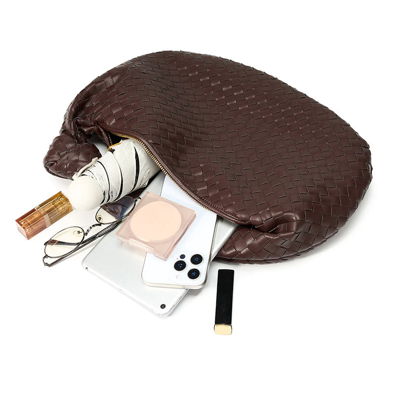 Bolsa Hobo de Ombro Elena - Modelo Couro Trançado